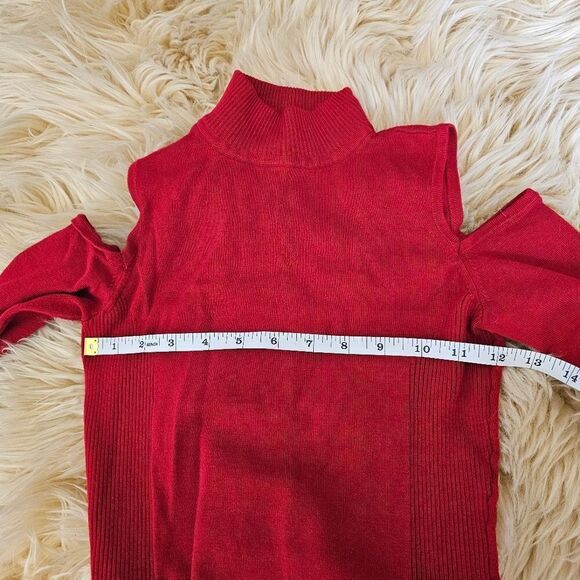 Vintage Cache Red Long Sleeve Cold Shoulder Top Size XS - Picture 4 of 4